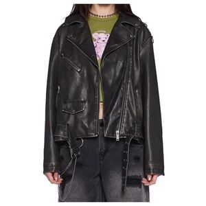 Women's Black Faux Leather Jacket